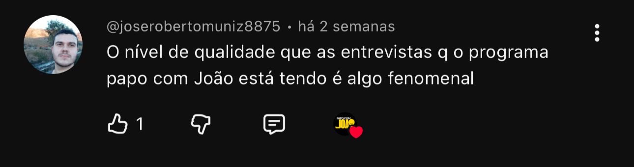 Comentário de @joserobertomuniz8875